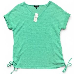 Tint & Shadow Green Short Sleeve Shirt Adjustable Ties Womens Sz L NWT